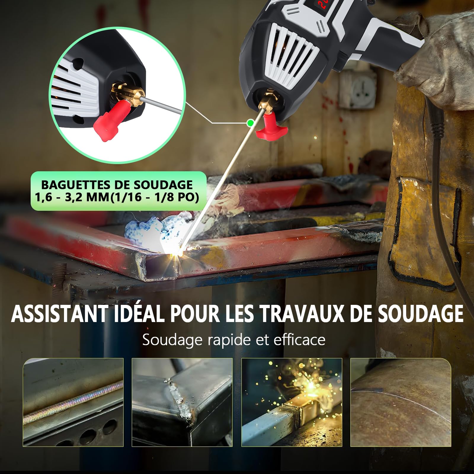 Poste a Souder Portative, 200A Arc Machine à Souder Soudeur Inverter Igbt Soudeuse à électrodes, 220v/3000w Portable Poste à Souder Affichage Digital Lcd Soudeuse Avec Outils De Soudage