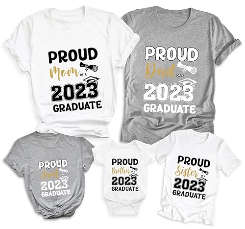Miniatura 4 de Proud Family 2023 Graduate Shirts Graduation Class 2023 Gold Squad T-Shirts Proud Mom Dad Sister Brother Graduate Tees Custom Shirt, Golden