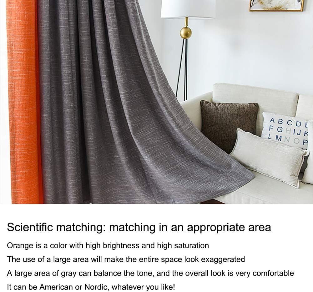 Blackout Curtains Pencil Pleated Thermal Insulation Soft Curtains Fine Linen Texture Weave Thick Shading Fashionable Color Contrast Design A Set of 2 W 2.5mX H 2.7m2 Pieces (W 1.5mX H 2.7m*2 pieces)