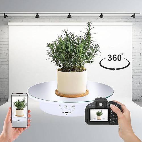 Miniatura 19 de JAYEGT Soporte de exhibición giratorio motorizado, carga de 7.87 pulgadas/17.6 libras, tocadiscos giratorios eléctricos de 360 grados para productos