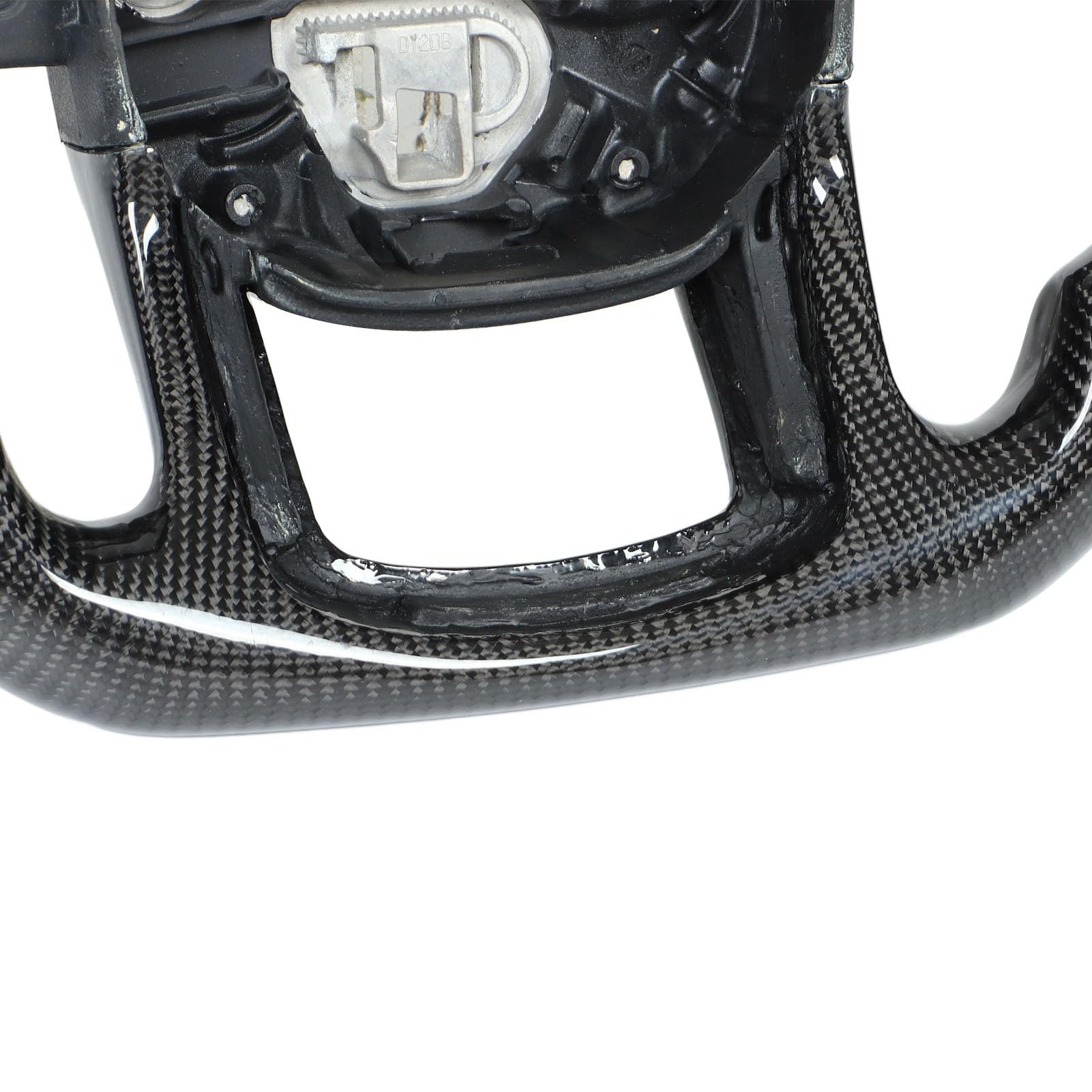 Tbest Volante in Fibra di Carbonio con Luce a LED per Sport L494 2014-2022, Volante da Rpm e RGB con Display LCD, Impugnatura in Pelle Traforata a Forma di D