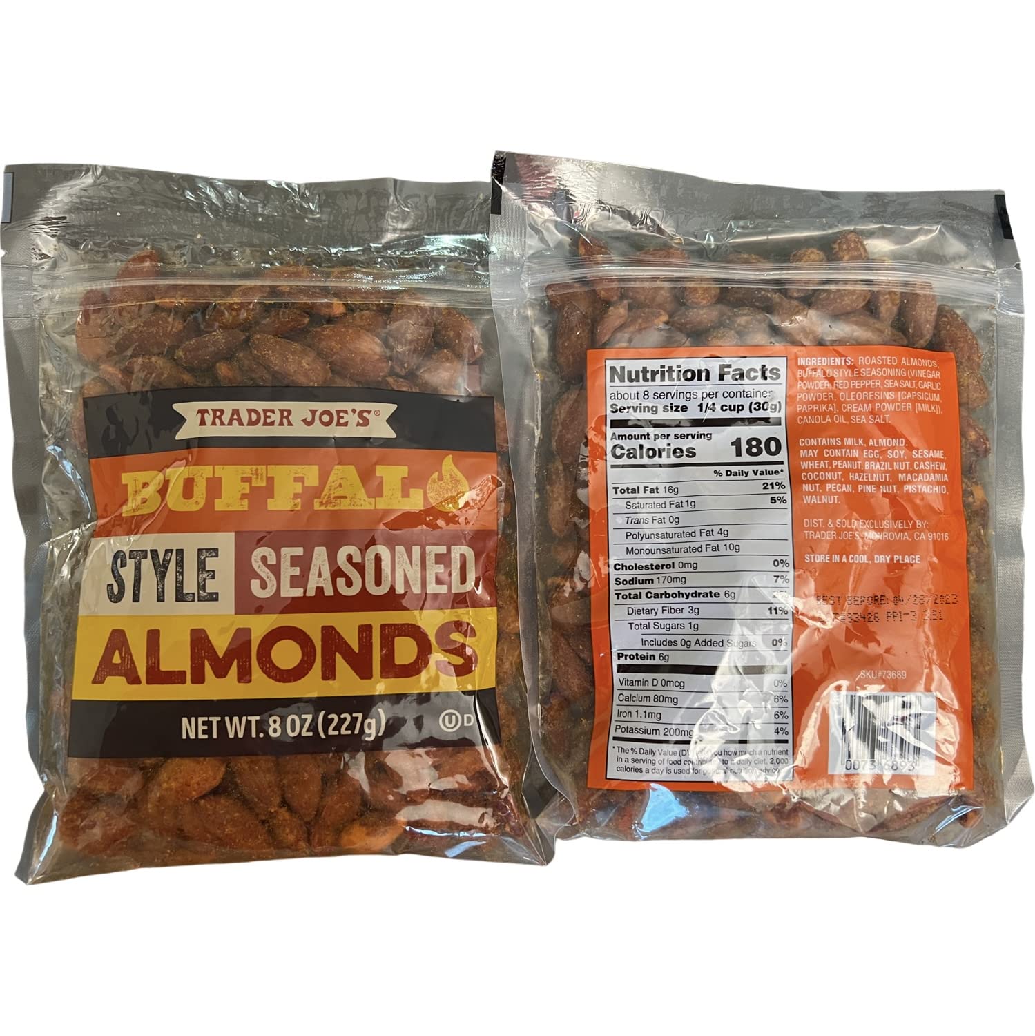 Amazon.com : Trader Joe's Buffalo Style Seasoned Almonds 8oz 227g