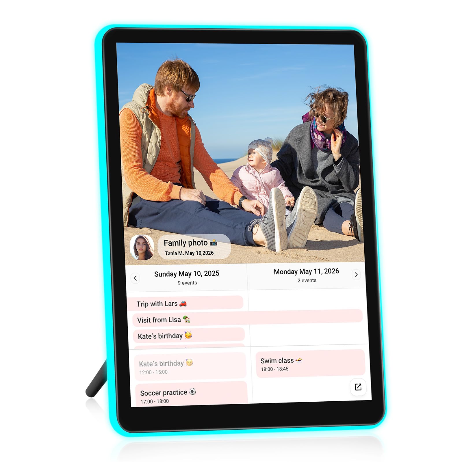 ApoloSign 10" Neon Light Digital Picture Frame, Desk Digital Calendar, Auto-synced Schedule via Frameo App - 2K IPS Touchscreen | AI Color-Changing