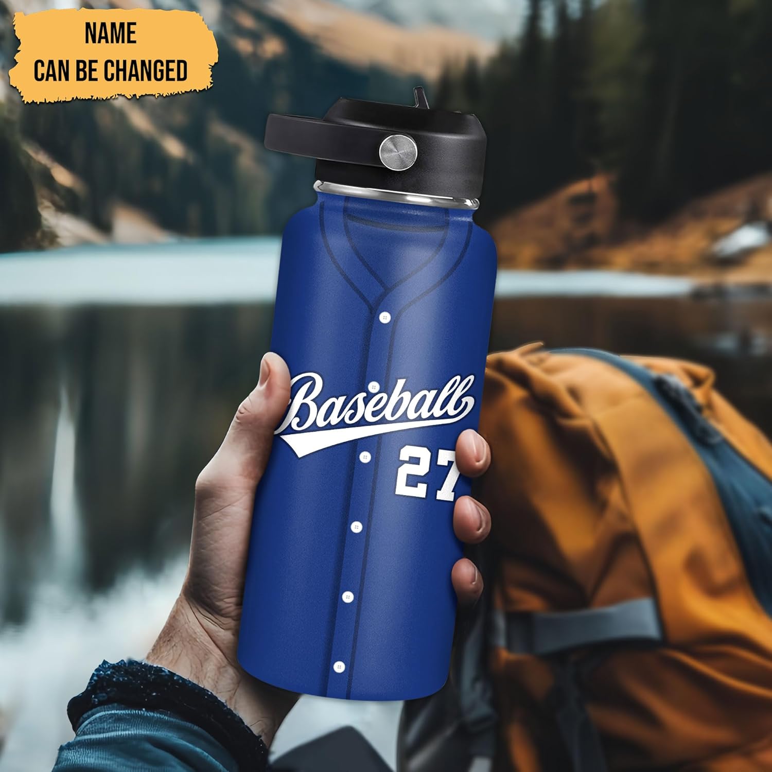 Hyturtle Personalized Baseball Water Bottle - Travel Insulated Stainless Steel Bottle with Leak-Proof Lid 18oz 32oz - Gift for Men, Boys, Baseball Lovers, Players, Coaches - Birthday & Christmas Gift