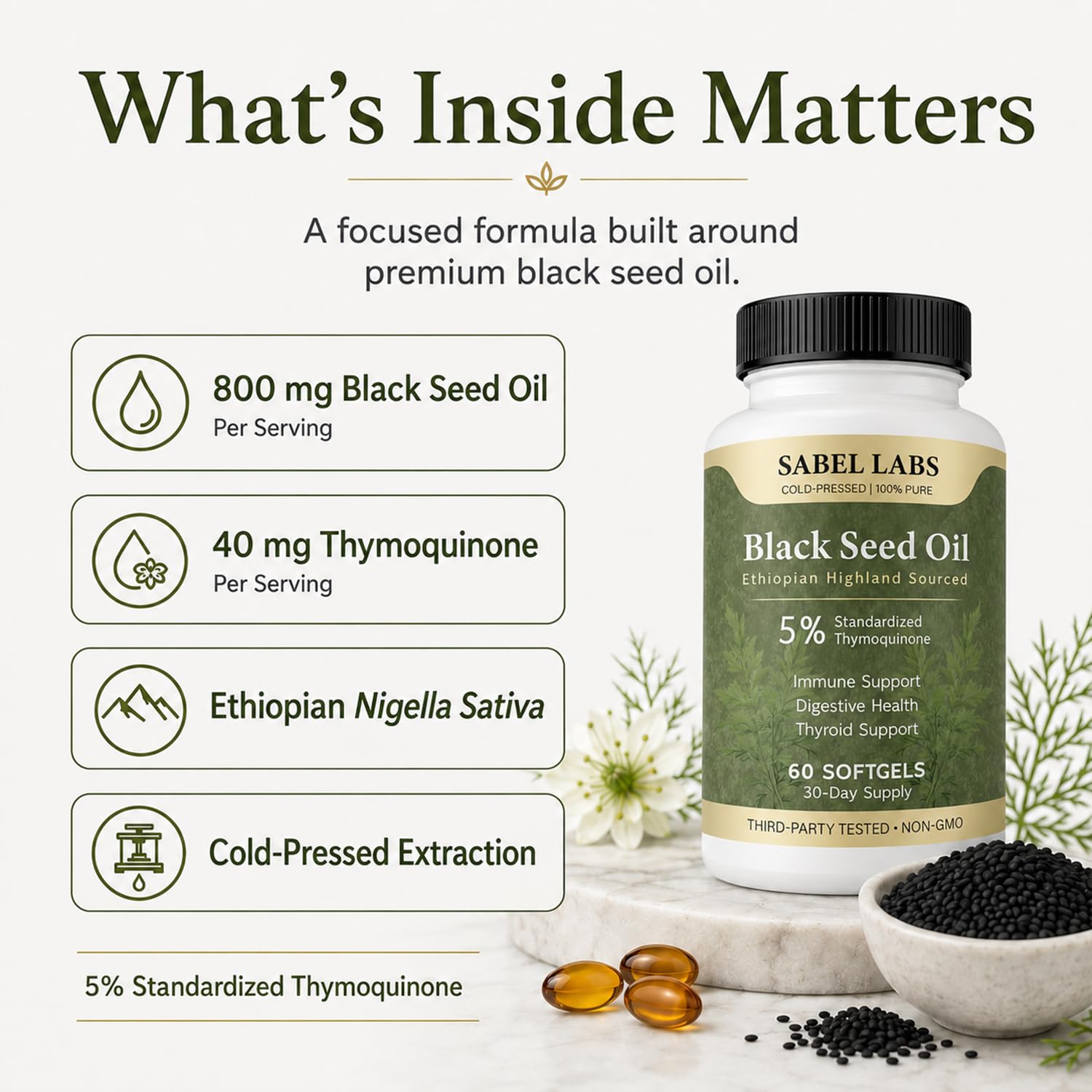 Ethiopian Black Seed Oil Capsules, Cold Pressed, 60 Count — Amazon image 6