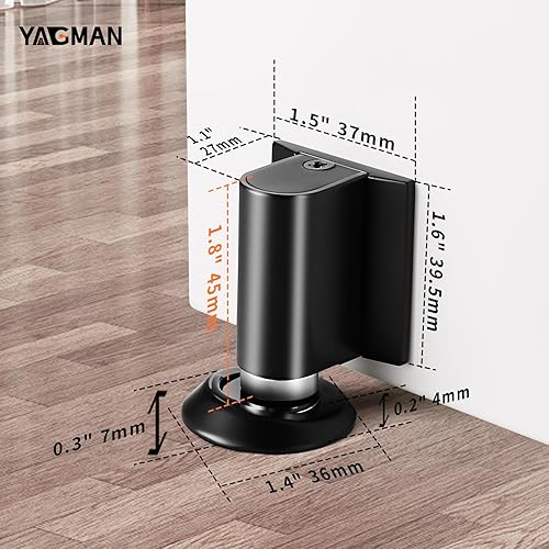 Miniatura 2 de Paquete de 2 topes magnéticos para puerta, parte inferior retráctil, sin perforación, tope de puerta de piso resistente con tornillos y puerta