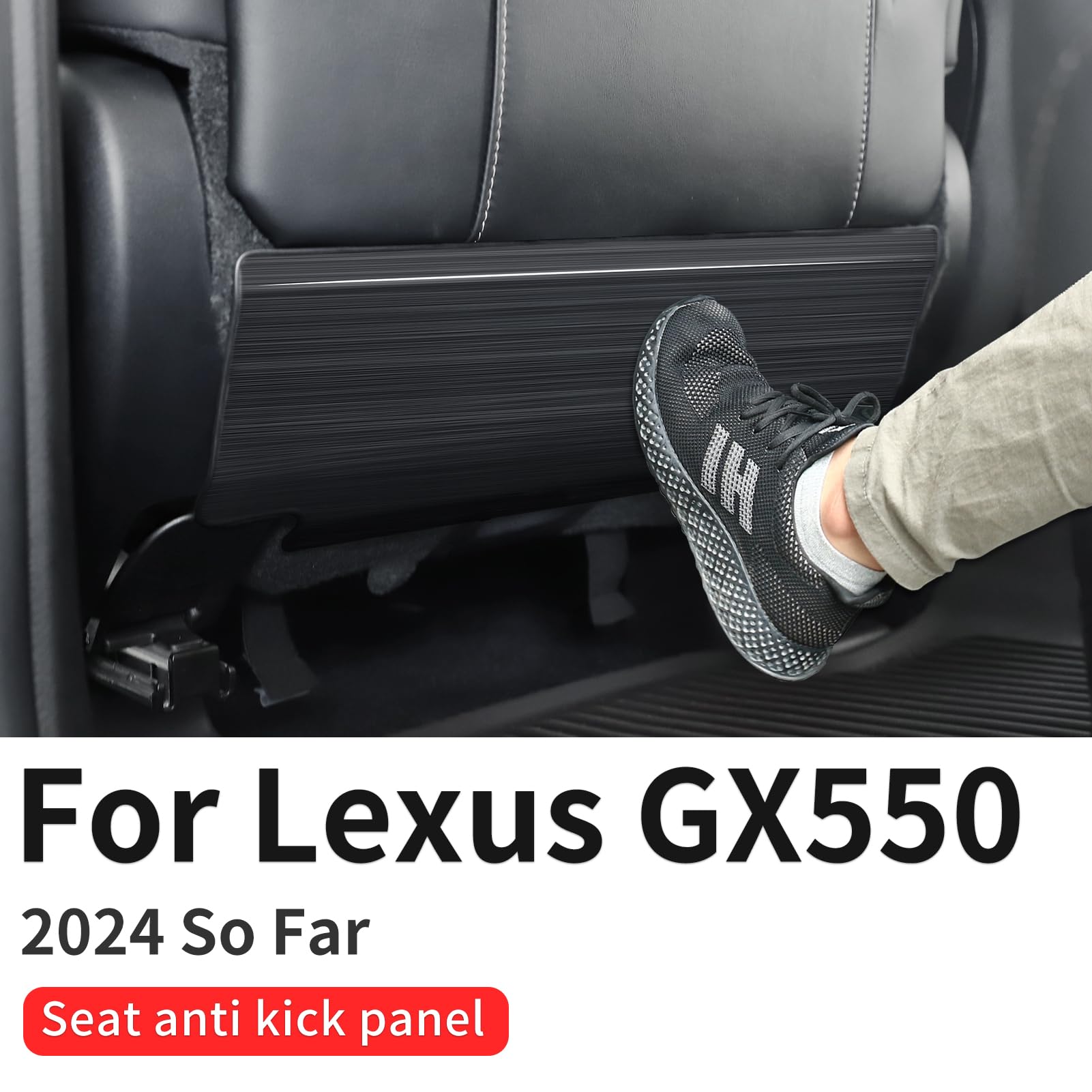 Stainless steel seat protection plate is suitable for the 2024 to present Lexus GX550 internal anti kick decorative panel modification accessories (Black)