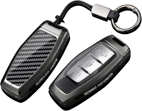 Remote Control Car Key Fob Cover Compatible with Mitsubishi Outlander SE Pajero Sport L200 Delica Mini PHEV 2024 2025 2026 Carbon Fiber Silicone Key Protective Case Keychain 2/3/4 Buttons-D