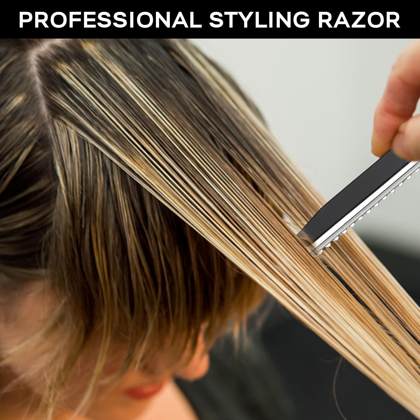 Rasoio per Sfoltire, Rasoio per Capelli, Hair Styling Razor, Forbici per Capelli con 10 Lame di Ricambio, Professionali Kit Hairstyling per Salone e Uso Domestico (Nero)