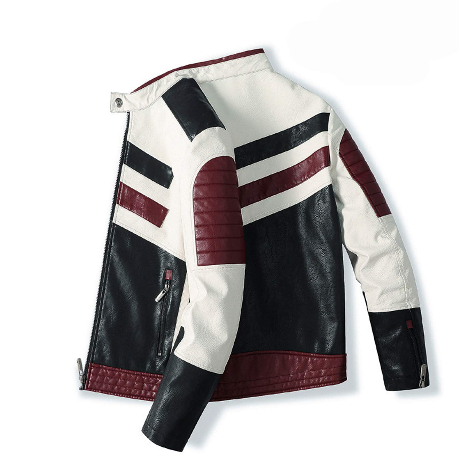 QQA Herren Echtleder Bikerjacke Rindsleder Motorradjacke Leder Stadt Classic Vintage Motorrad Jacke