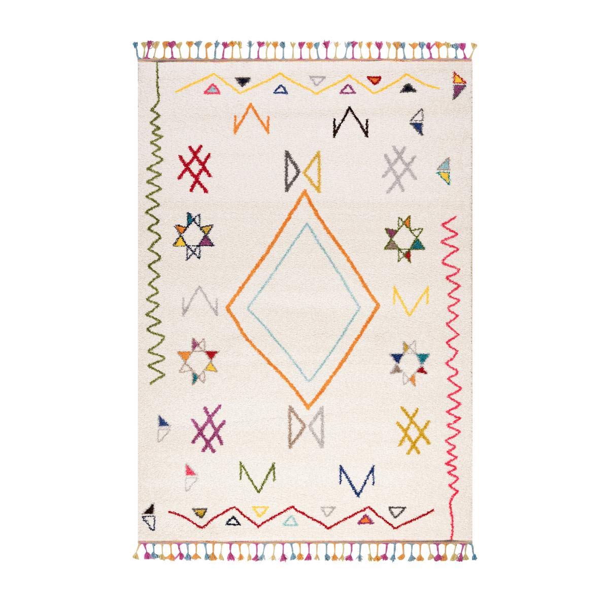 Tapis Berbere - Grand Tapis Salon Design Moderne 160x230 cm Crème - Tapis de Salon Berbére à Poils Ras Idéal pour Le Salon, 4029