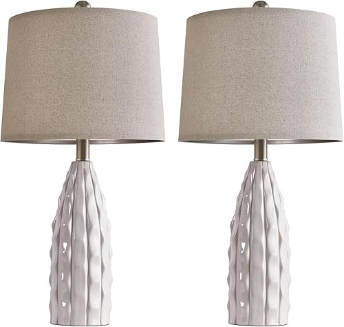 Miniatura 6 de Juego de 2 lámparas de mesa de cerámica de 23.75 pulgadas para sala de estar, lámpara de noche para dormitorio y mesitas de noche de granja o mesas