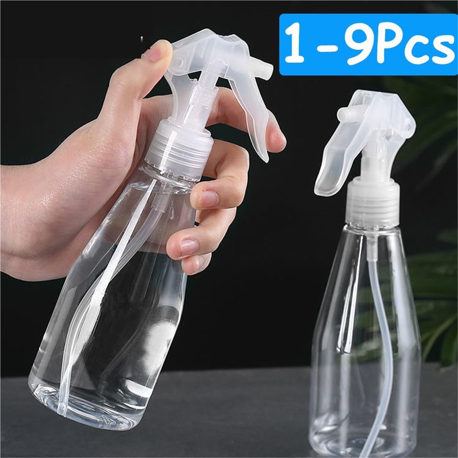 Pulverizador Agua Botella pulverizadora de plástico de 200 ml, transparente, recargable, con gatillo, atomizador for jardinería, cocina, cuidado del cabello.(200ml 6pcs)