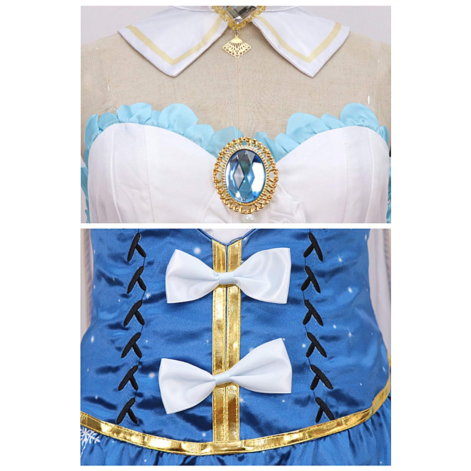 Anime Hatsune Miku Cosplay Kostüm, Spitze Prinzessin Kleid verwendet für Frauen Halloween Weihnachten Karneval Mottoparty Cosplay Schnee Miku komplettes Set Gr. X-Large, weiß