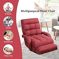 Vista 9 de Giantex Chaise Lounge - Sillón plegable multiusos para interiores con 6 posiciones ajustables, reposabrazos integrados, almohada lumbar, asiento