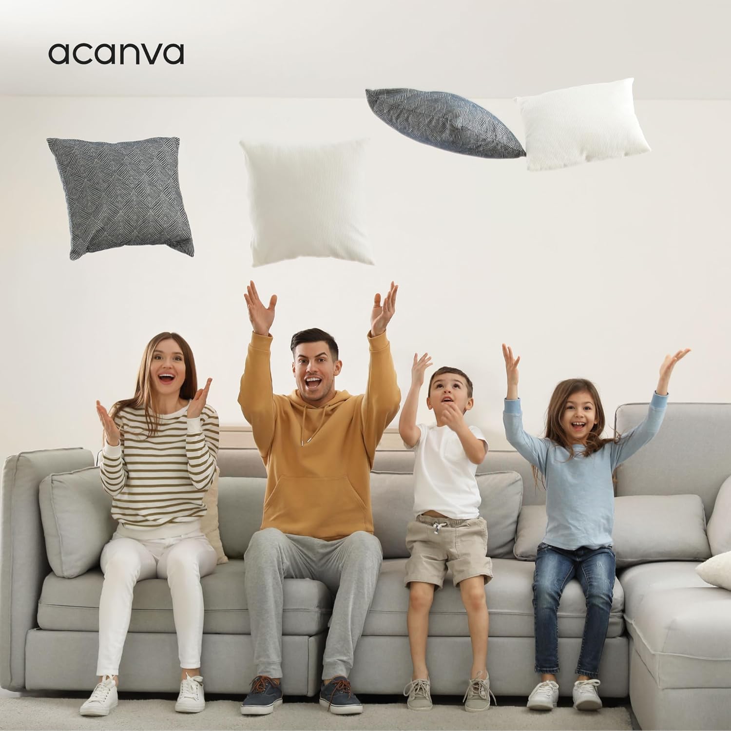 Acanva 26x26 Throw Pillow Inserts Set of 2, Premium Polyester Fiber Fill Square Sham Stuffer Cushion for Sofa, Bed, Couch and Chair, Machine Washable, 26x26 Inch(for 24x24 Cover), White 2 Count