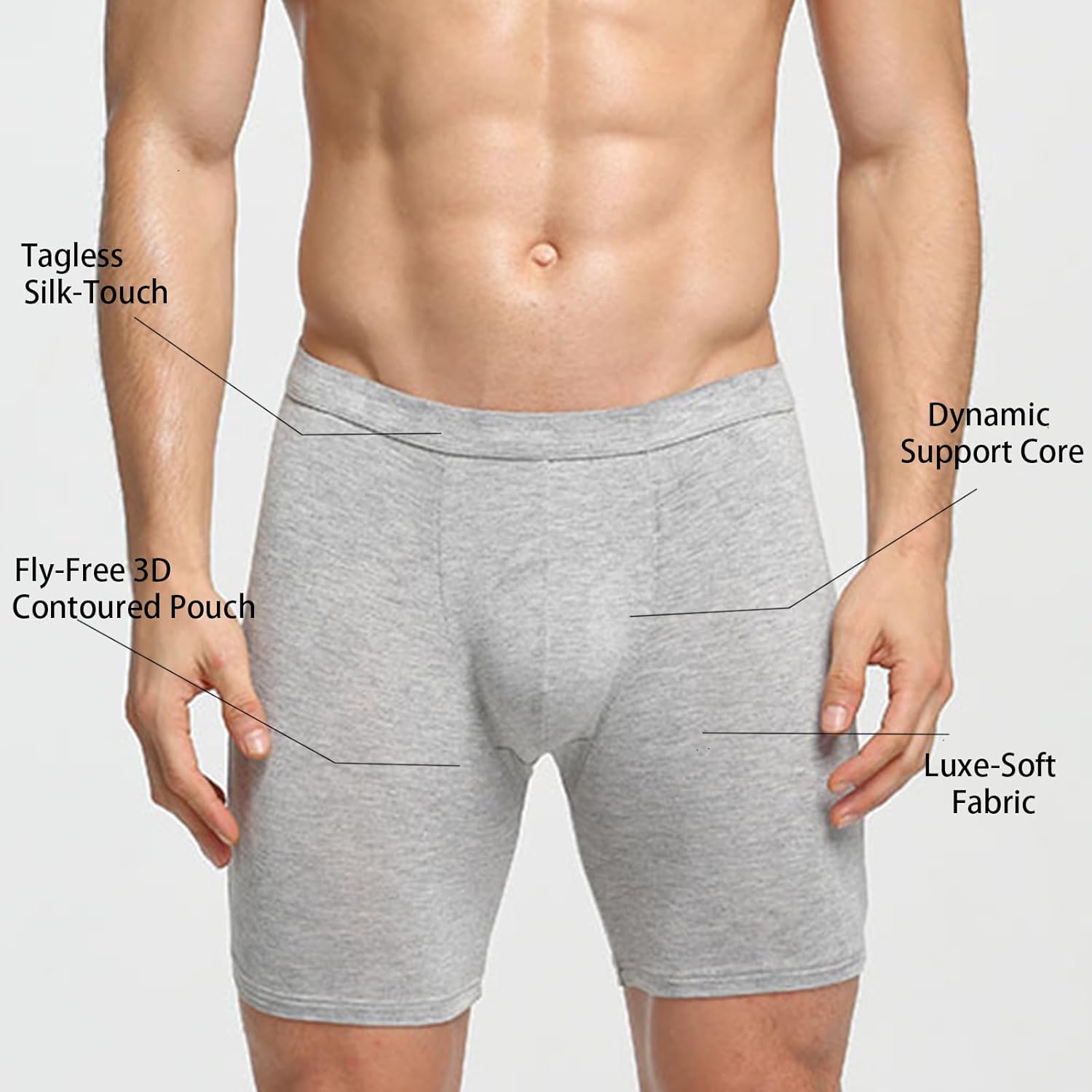 Mens Boxer Briefs - Tagless Mens Underwear Pack, Cotton Feel Underpants with Moisture Wicking & No Ride Up - Image 5
