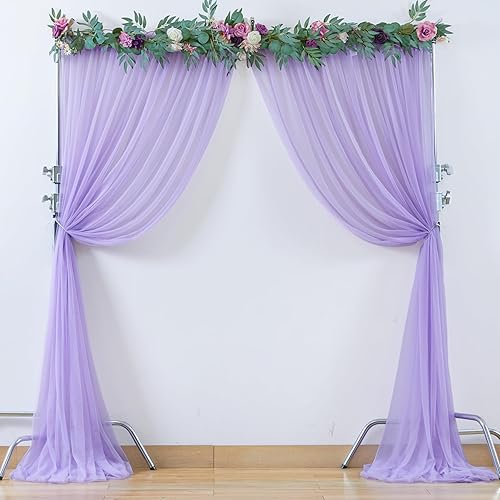 Miniatura 9 de PARTISKY Cortina de telón de fondo de tul morado de 10 x 10 pies para fiestas, cortinas de fondo transparentes para bodas, baby shower, fiesta de
