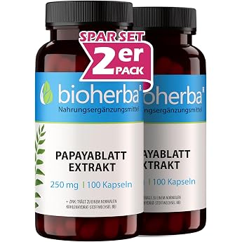 Papaya Leaf Capsules 200 Pieces 250 mg Papaya Extract by BIOHERBA