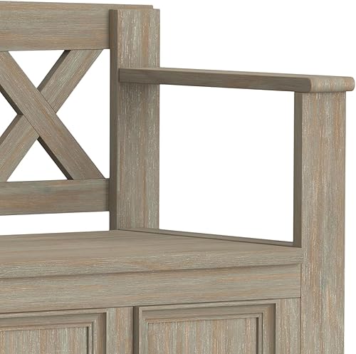 Vista 12 de SIMPLIHOME Amherst Entryway Storage Bench - 48 inch Wide Solid Wood Hallway Seat in Distressed Grey, Transitional Bench for Entryway or Living Room