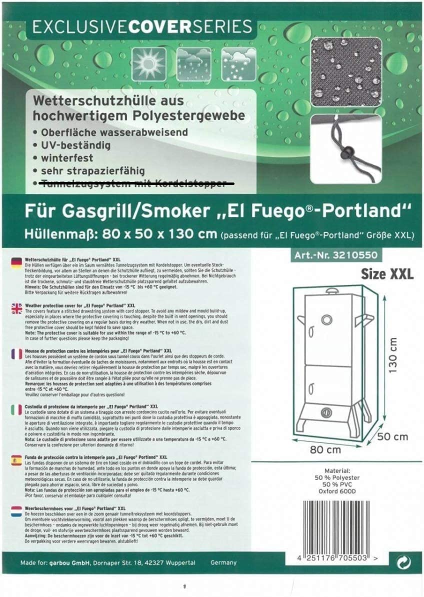 G. Abdeckhaube für Grill Portland XXL von EL Fuego®, Schutz vor UV-Strahlung, wasserabweisend, Winterfest, Farbe Anthrazit