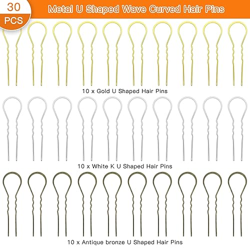 Miniatura 2 de 30 horquillas de metal en forma de U curvadas para el cabello, para mujer, pasadores de pelo largo, horquillas, palillos, horquillas para mujer,