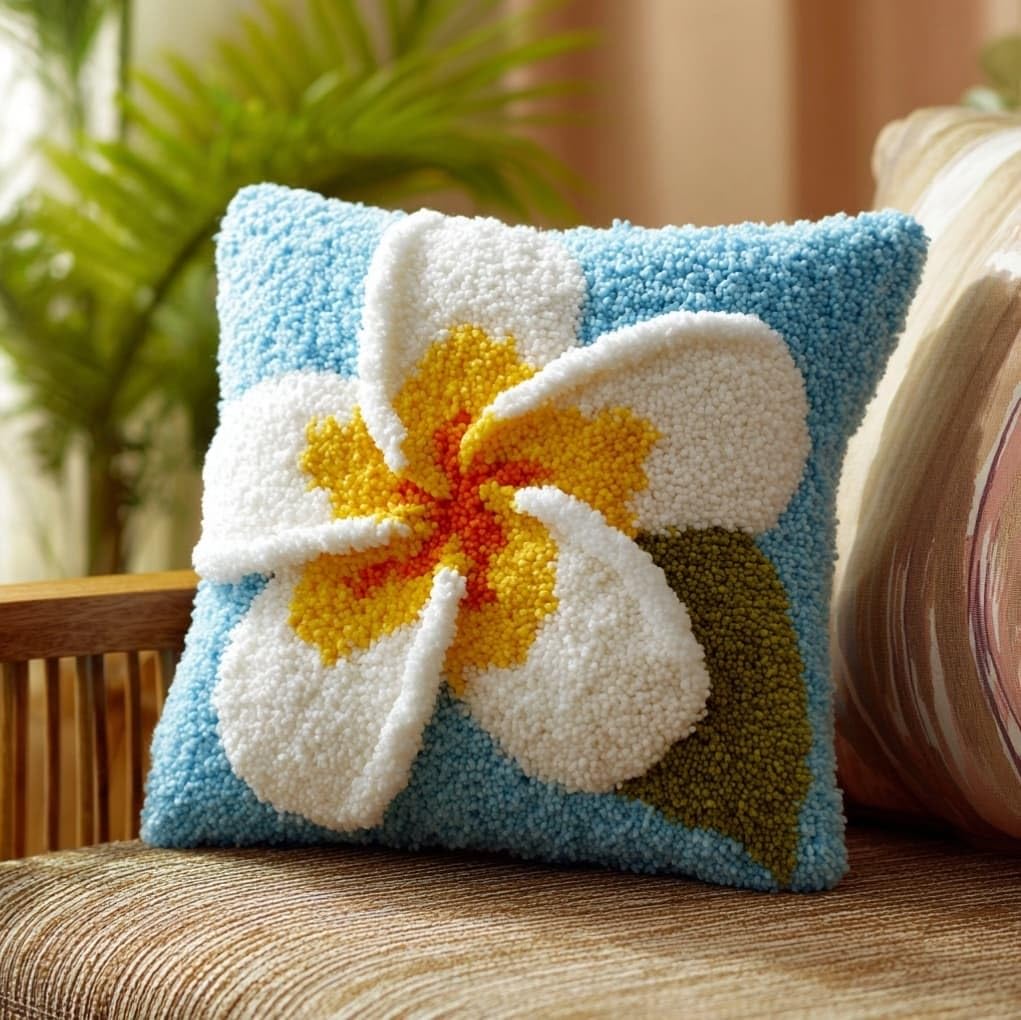 AxiangziK Latch Hook Pillow Kits 17x17in,Frangipani