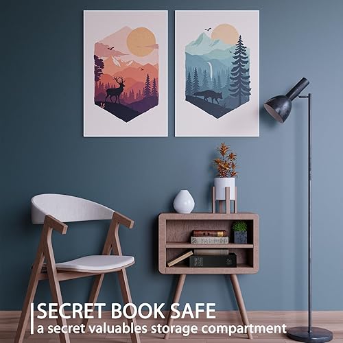 Miniatura 3 de Caja fuerte con libro de diversión con bolsa de dinero ignífuga de 4200 F y cerradura de combinación, 10.5 x 7.9 x 2.5 pulgadas, caja de