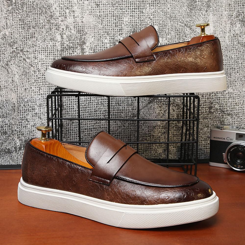 British Elegance - Mocasines de piel para hombre, estilo retro, informal, sin cordones, de Ying LUN Le Fu
