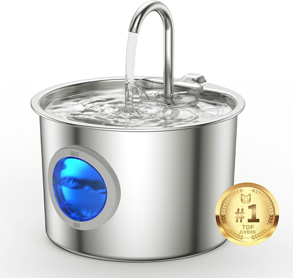 Cat Water Fountain Advanced 304 Stainless Steel 2.2L/74oz with Detachable Tank, Easy to Clean, Automatic Pet Fountain Quiet Cats W