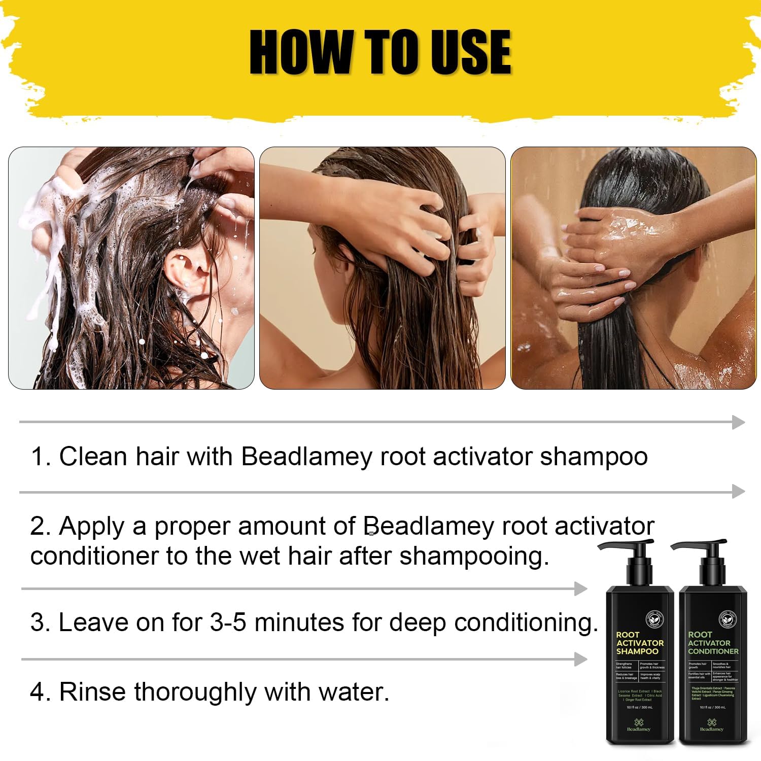 Root Activator Shampoo and Conditioner Set for Men, 10.1 fl oz Pack of 2