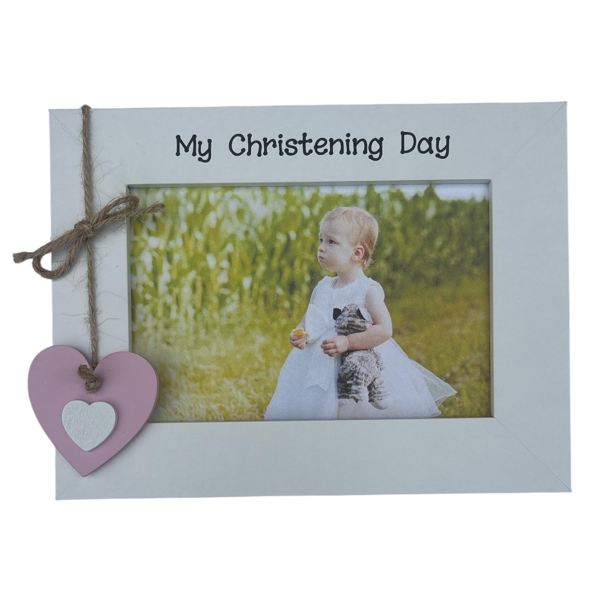 My Christening Day Photo Frame Gift For Girls White and Pink 6x4 Landscape