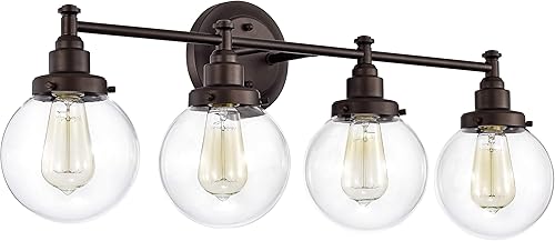 Miniatura 2 de Chloe Lighting Milo - Accesorio de tocador de baño de bronce aceitado de 4 luces de transición, 30 pulgadas de ancho