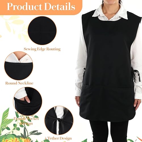 Miniatura 4 de Sibba Delantal unisex Waterdrop Cobbler con lazos laterales y bolsillos profundos delantales para cocinar, delantales de chef ajustables para