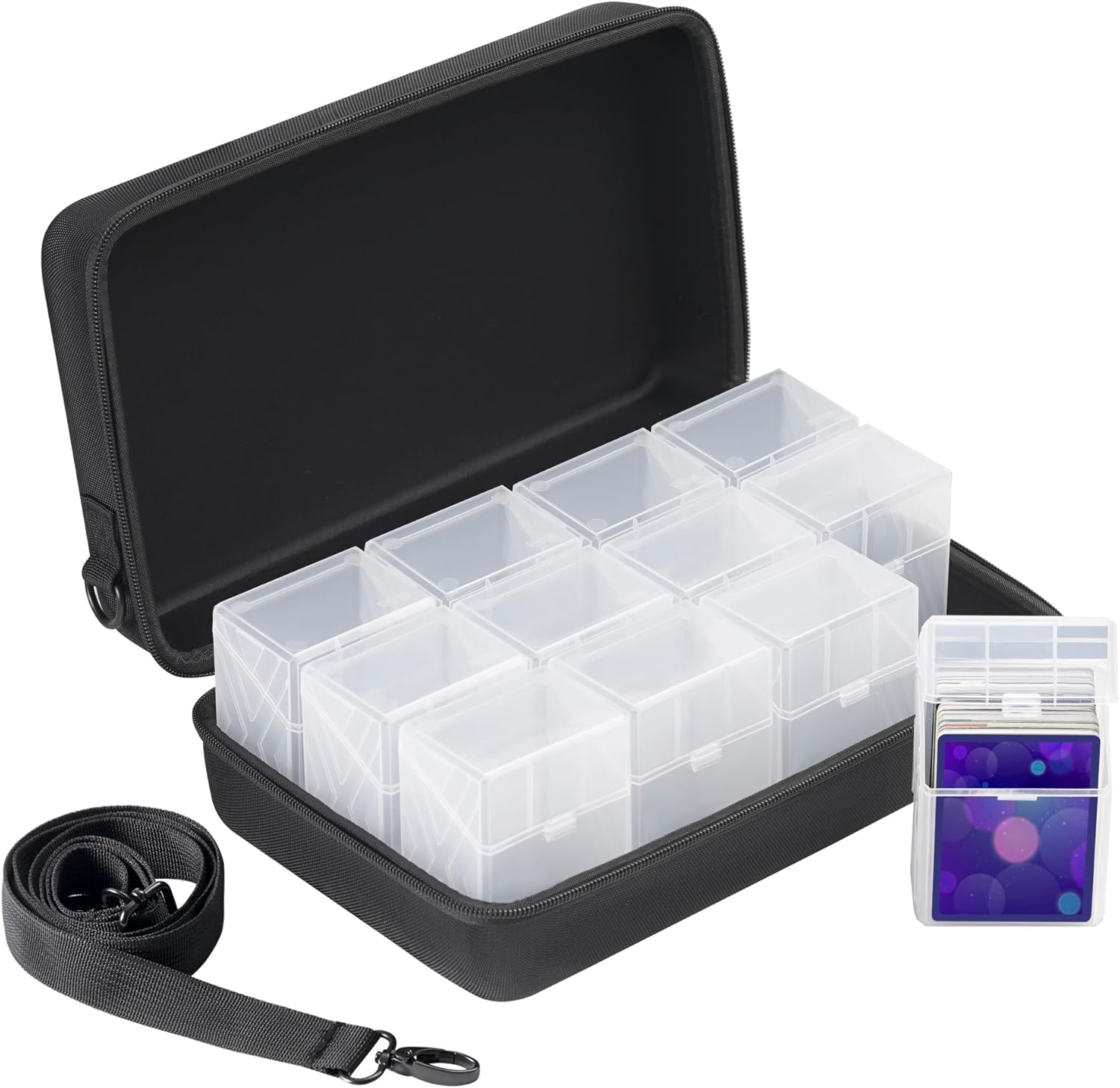 Trading Card Case kit with 12 Deck Boxes,for 2200+Cards.Card Game Organizer Compatible with TCG Deck, Sports Cards, MTG Deck,OCG Deck&Standard Size Card Game.(Cards Not Included) (Transparent)