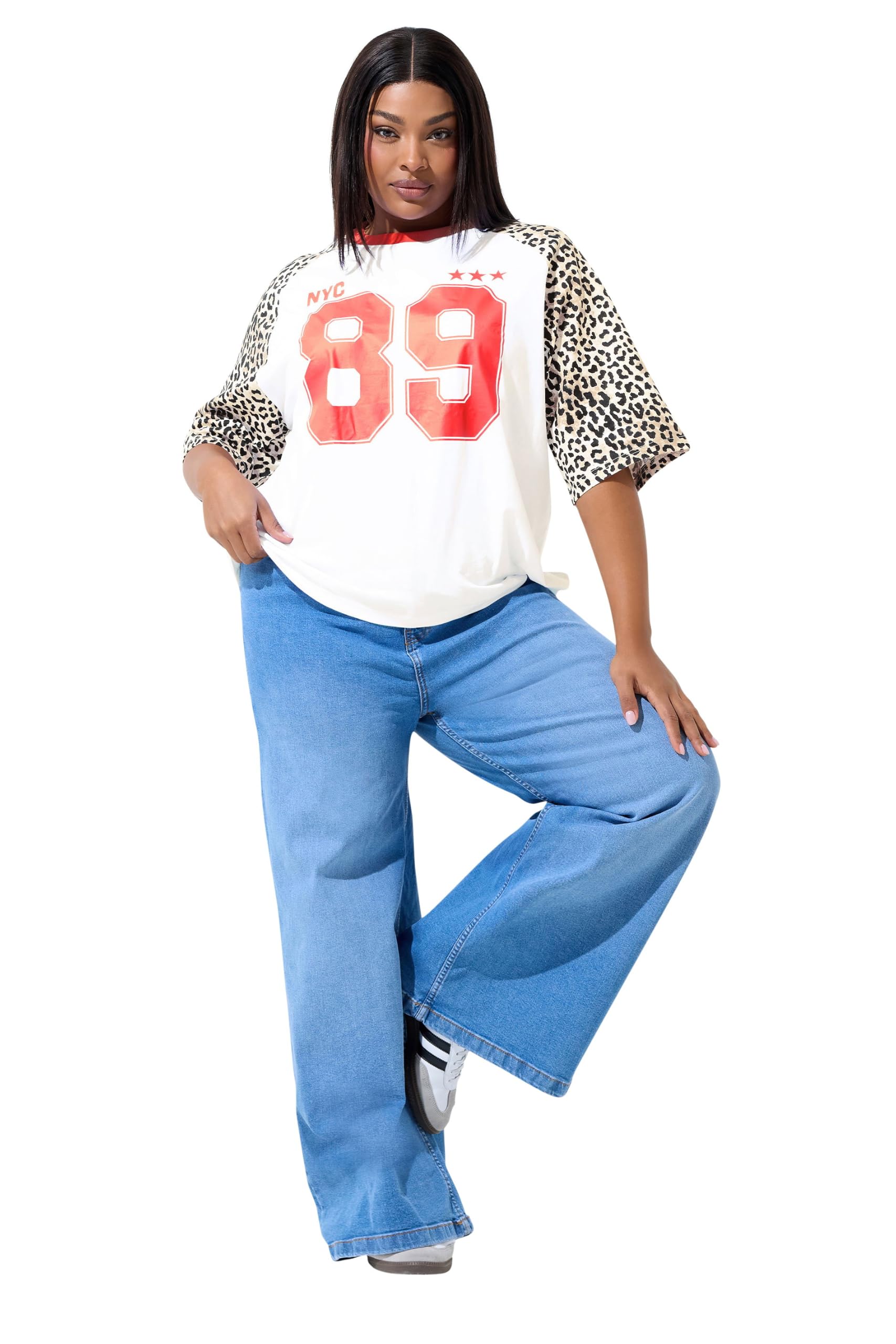 Yours Women's Multi '89' Leopard Print T-Shirt Size 20