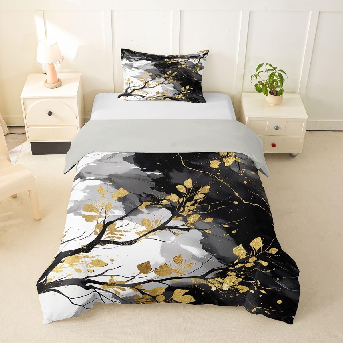 Feelyou Girls Pink Marble Duvet Cover Women Purple Blue Marble Texture Comforter Cover Gold Glitter Abstract Art Painting Bedding Set Kids Girly Colorful Modern Room Decor Twin Size (No Comforter)