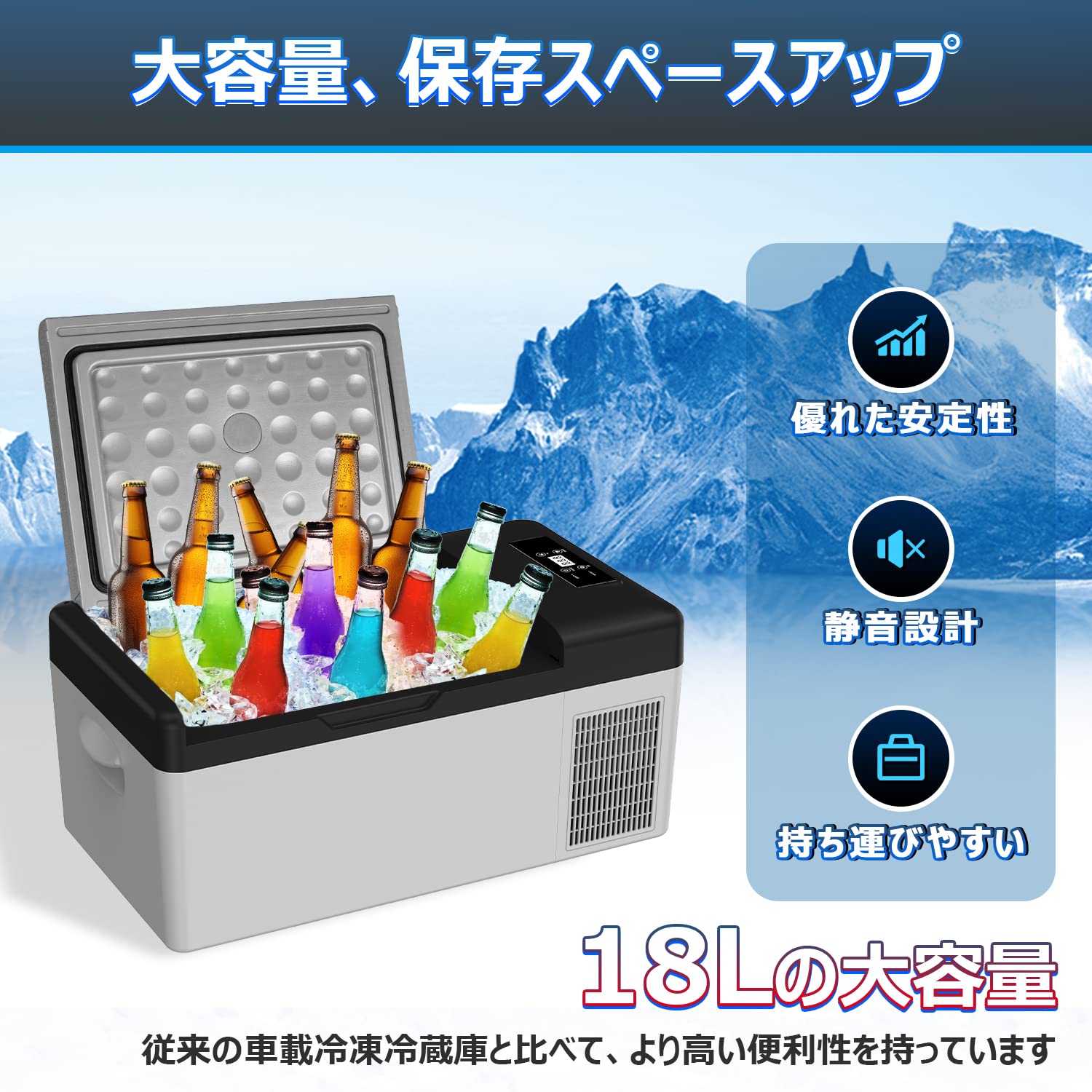 Amazon.co.jp: Sumeriy 車載冷蔵冷凍庫 18L -20℃～20℃ 急速冷凍 2WAY 