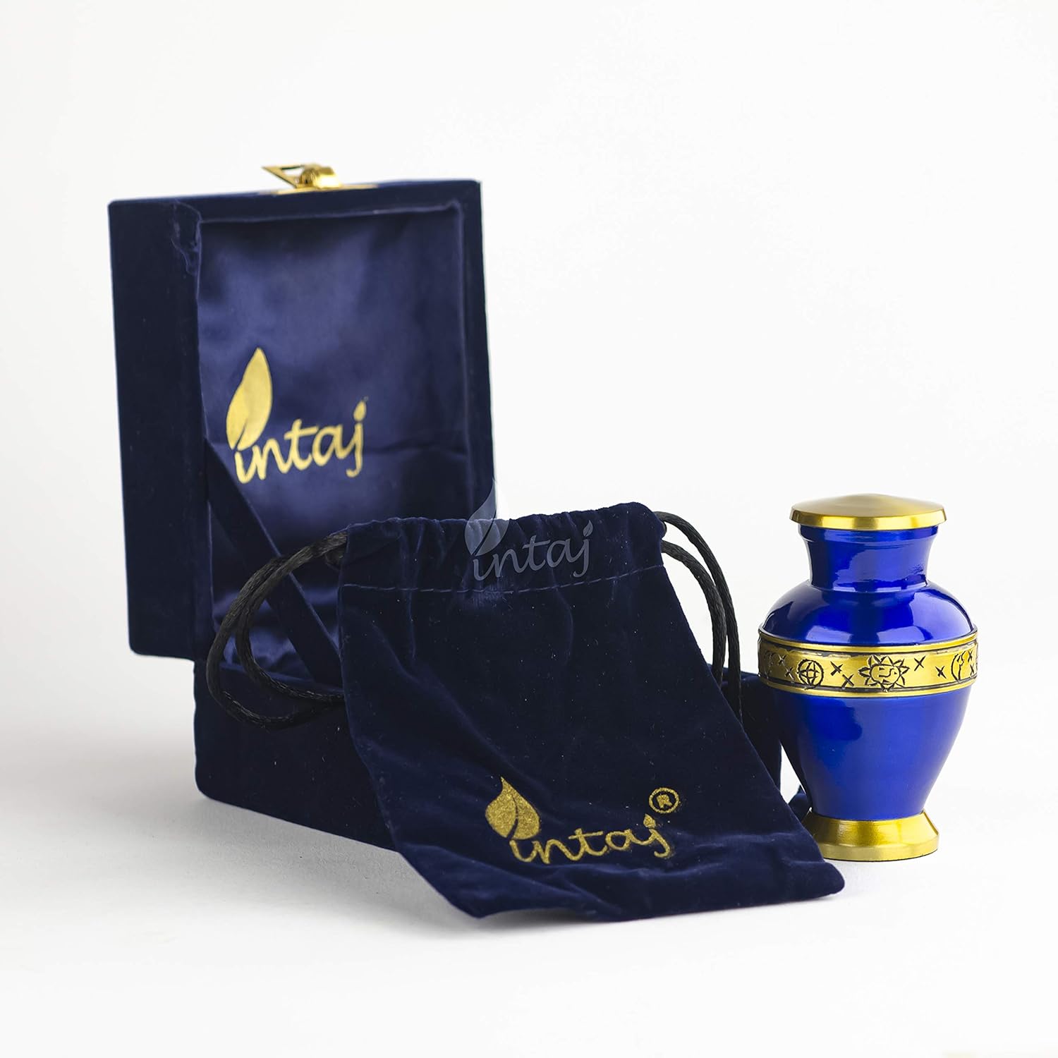 INTAJ Keepsake Cremation Urns, Small Funeral Urns for Human Ashes with Velvet Box and Velvet Bags - Mini Urn for Sharing Ashes (Wood Tone, Keepsake - 1 Unit)