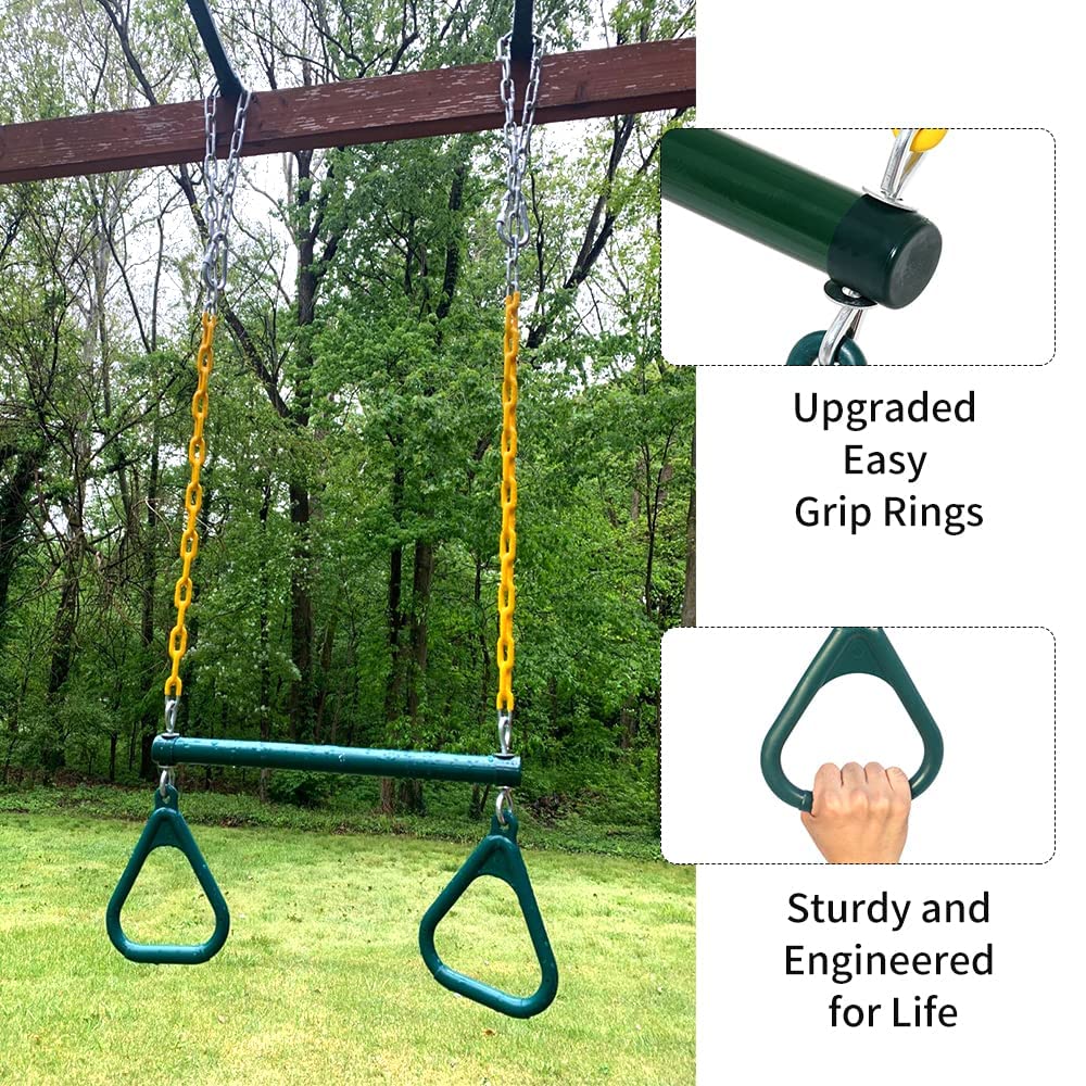 18" Trapeze Swing Bar Rings 48" Heavy Duty Plastic Coated Chains Swing Set Accessories Playground Swing seat