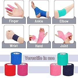 Mr. Pen- Self Adhesive Bandage Wrap, 6 Pack, Colorful, 2 x 5 Yards, Adhesive Bandages, Cohesive Bandage, Medical Wrap, Elastic Bandage Wrap, Bandage Tape, Self Sticking Bandage Wrap