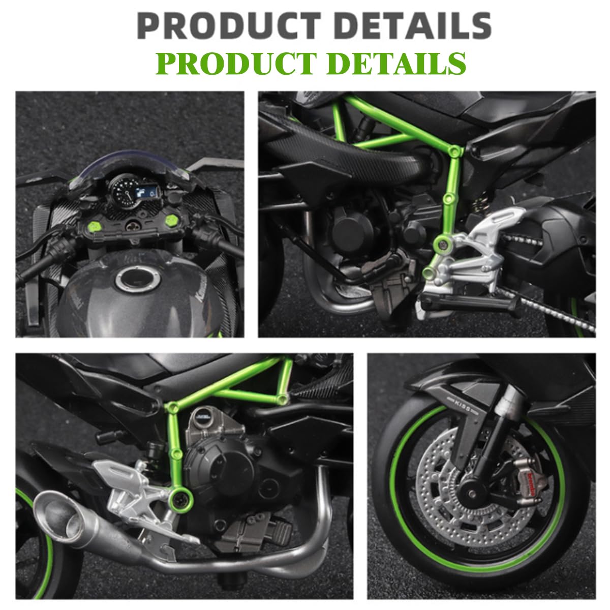 Doyomtoy Legierung H2r Motorrad-Modell, Maßstab 1:12, originalgetreue Nachbildung, kommt mit dekorativen Basis