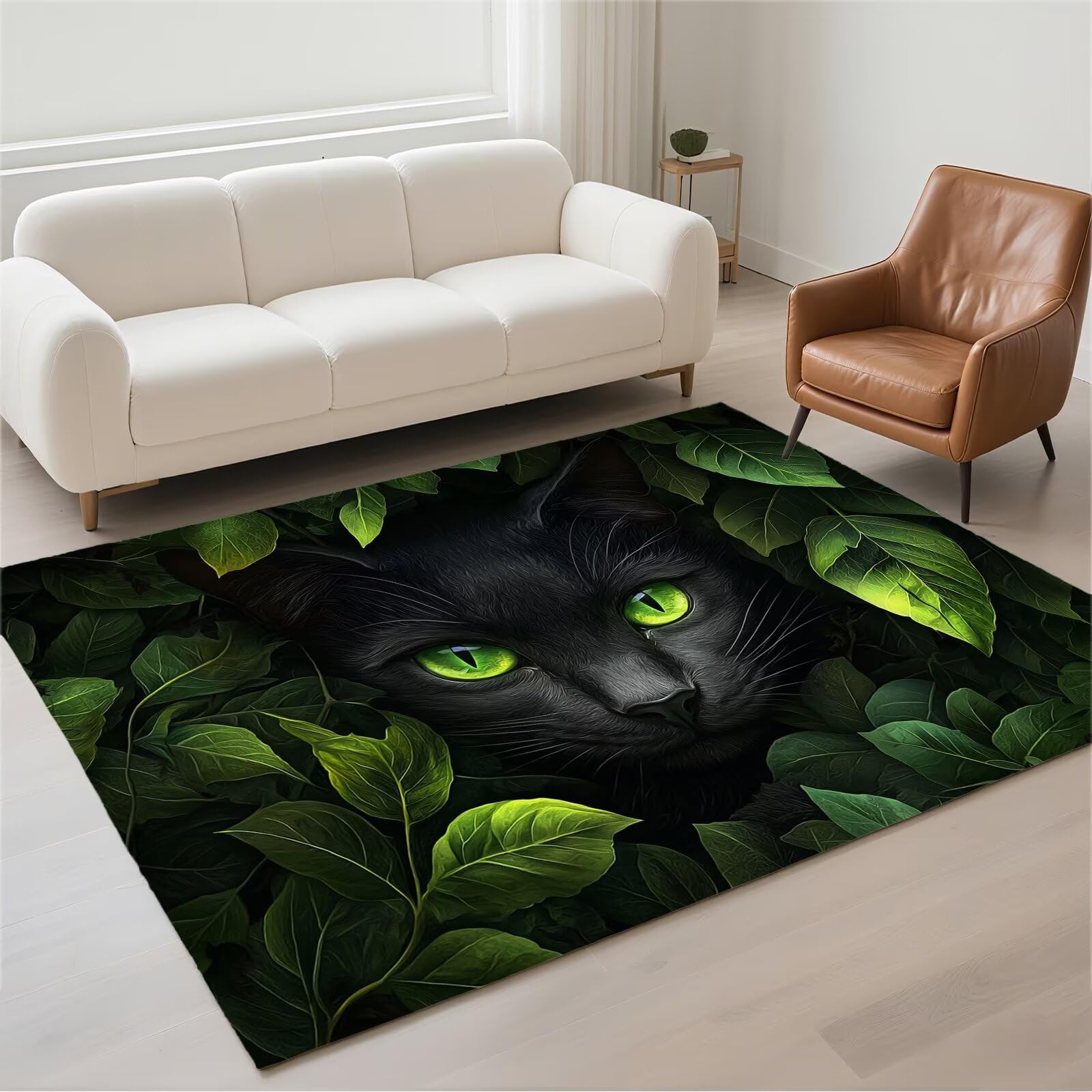 Tapis de salon 80x150cm moderne et lavable motif cat