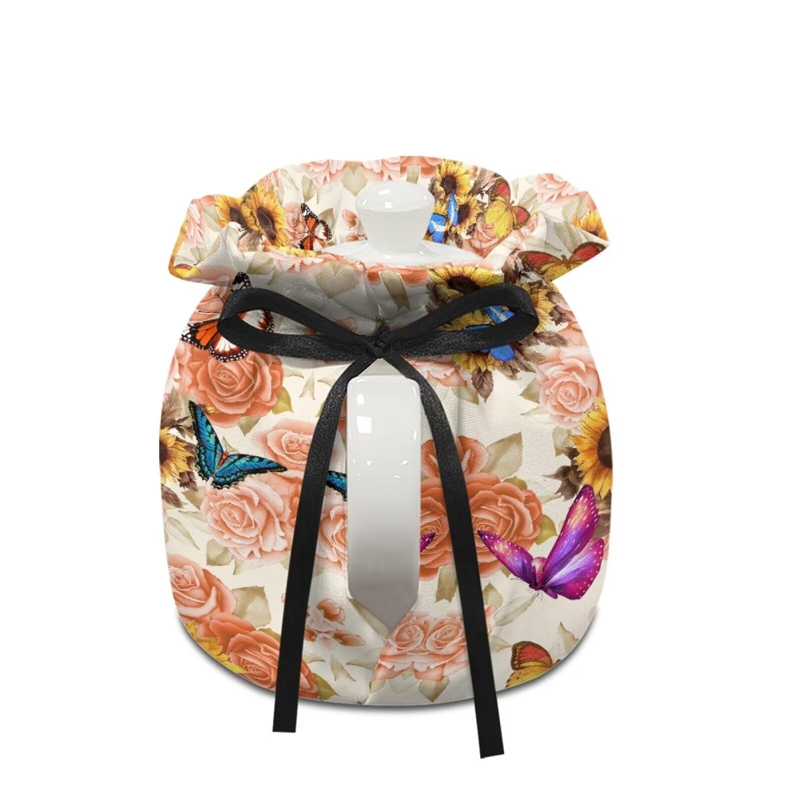 Ystardream Fortune Flower Tea Pots Cosy Cotton Kettle Dust Cover Teapots Dust Cover Insulated Breakfast Pot Cover Butterfly Kitchen Tea Cosy Tea Cozies with Cotton Keep Warm for Dining