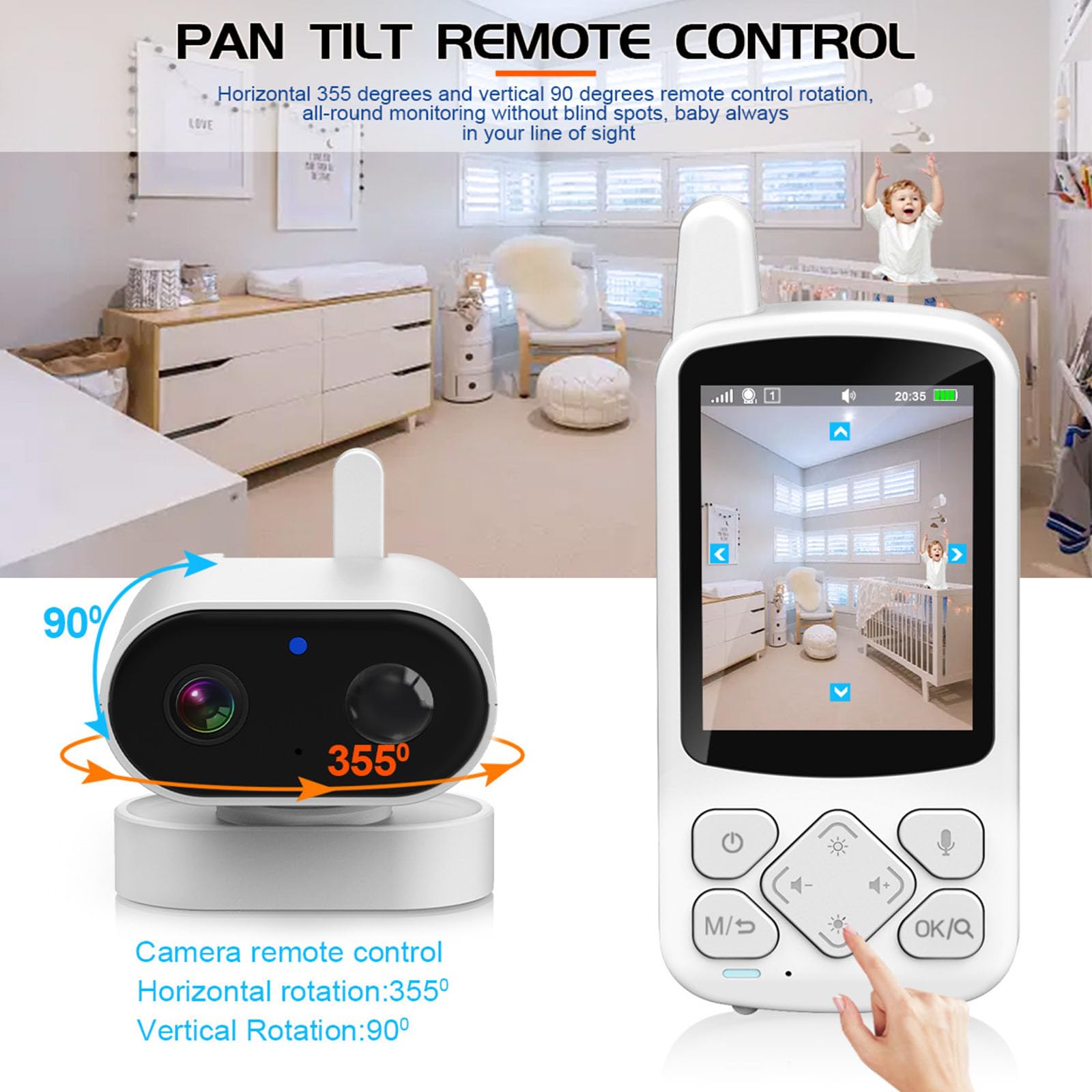 Moniteur vidéo pour bébé avec écran 2,8" et unité parentale portative
