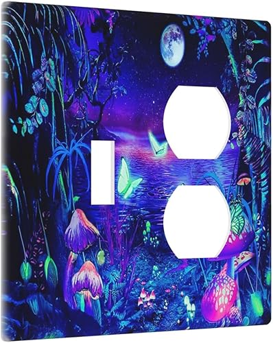 Miniatura 51 de Placa de pared de tortugas marinas, hierba oceánica, medusas, peces y algas marinas, placa de pared de doble palanca, cubierta de interruptor de luz