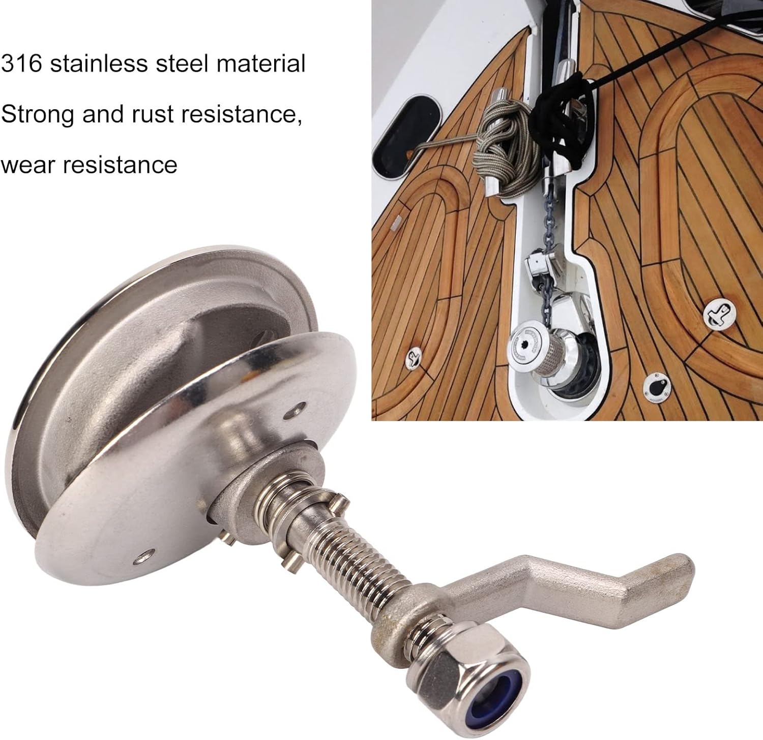 GOTOTOP Boat Cam Latch, 2Pcs 316 Stainless Steel Polished Marine Hatch Latch Flush Pull Handle Latch with Adjustable Locking Arm Height