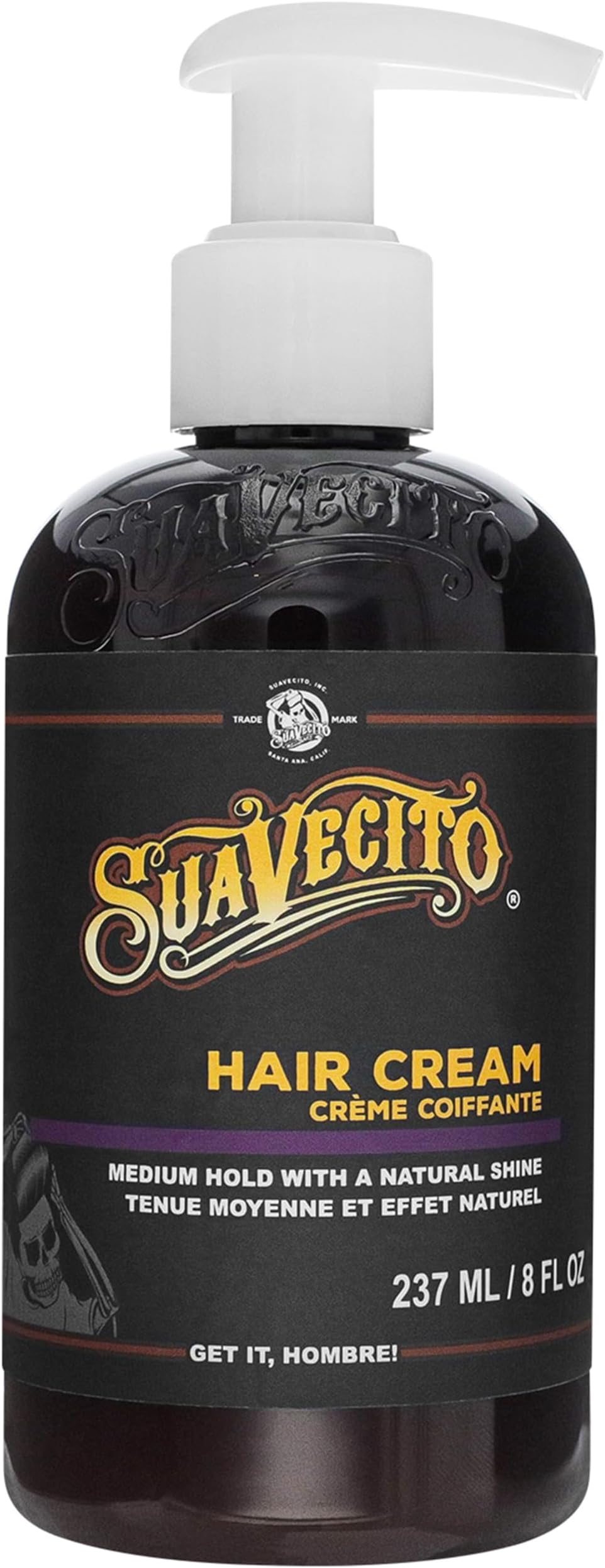 Suavecito Hair Cream for Men - Pump Bottle, Light Hold, Natural Shine, Water Based, Tames Frizz, Great for Curly Hair
