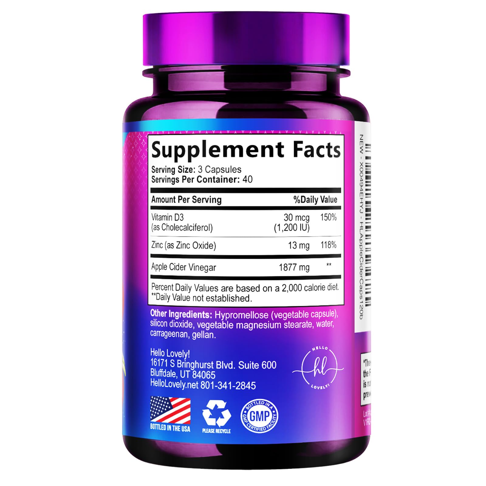 Apple Cider Vinegar Capsules 1877mg Per Serving - Extra Strength ACV Pills with Vitamin D3 - Apple Vinegar Supplement Sourced from The Mother for Digestion & Immune Support, Bottled USA - 120 Capsules — Amazon image 9