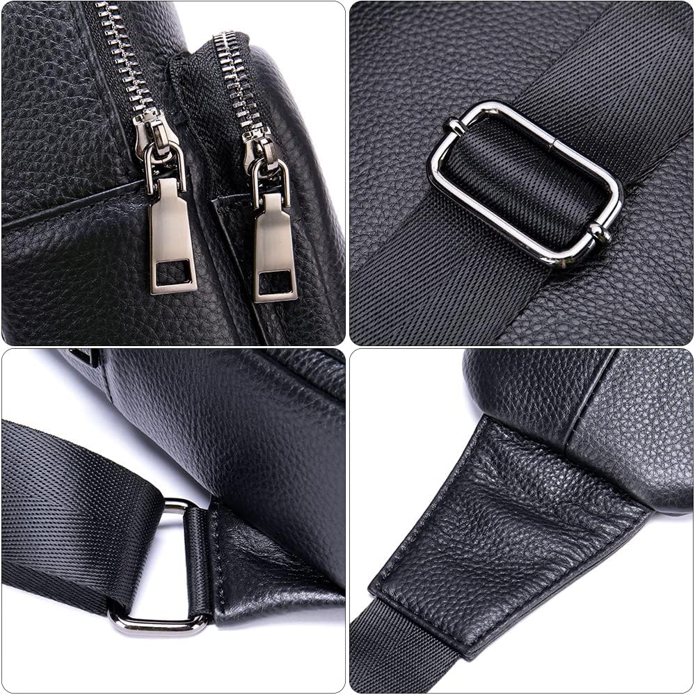 Genuine Leather Sling Bags for Men Crossbody Purse Vintage Small Messenger Shoulder Bag for Phone Side Chest Daypack Bag - Image 8
